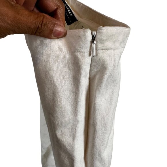 Ralph Lauren Size 12P Petite White Pants Elastic Waist Cotton Blend - Picture 4 of 9